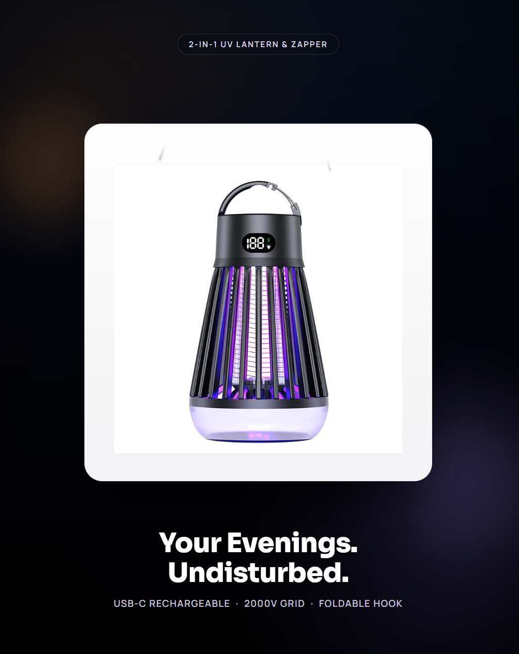 Nightglow 2-in-1 Mosquito Zapper Lamp — Portable USB Rechargeable